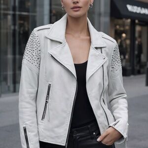 RUDSAK White Studded Leather Jacket